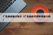 广东麻将顺子刻子（广东麻将字牌能成顺子吗）