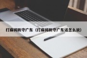 打麻将防守广东（打麻将防守广东话怎么说）