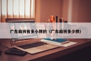 广东麻将有多小牌的（广东麻将多少牌）