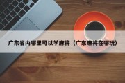 广东省内哪里可以学麻将（广东麻将在哪玩）