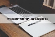 欢乐麻将广东版技巧（欢乐麻将粤语）