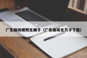 广东麻将规则无癞子（广东麻将无万子下载）