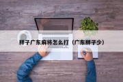 胖子广东麻将怎么打（广东胖子少）