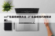 cc广东麻将规则大全（广东麻将技巧视频讲解）