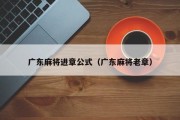 广东麻将进章公式（广东麻将老章）
