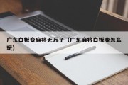 广东白板变麻将无万子（广东麻将白板变怎么玩）