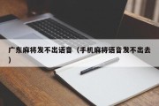 广东麻将发不出语音（手机麻将语音发不出去）
