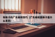 有赖子的广东麻将技巧（广东麻将里赖子是什么意思）